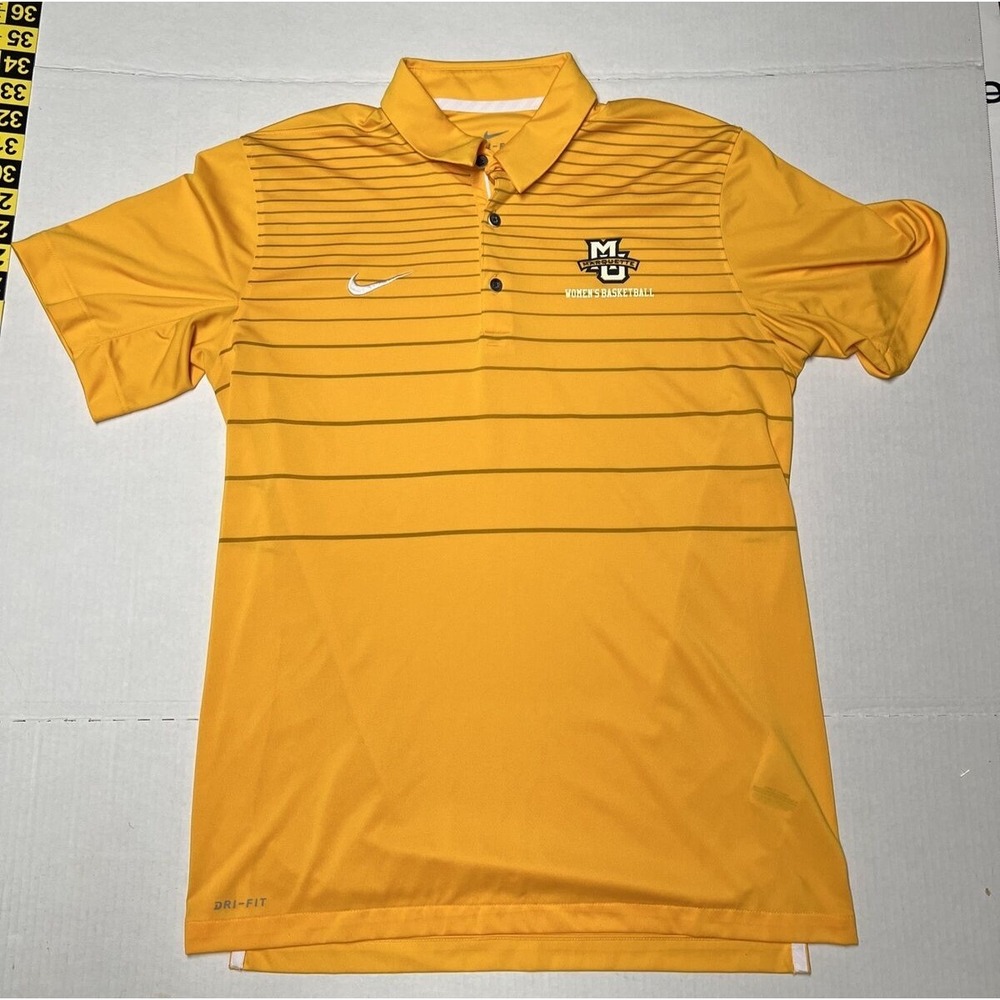 Nike Dri Fit Polo Marquette University Basketball Gold Shirt Women's Medium